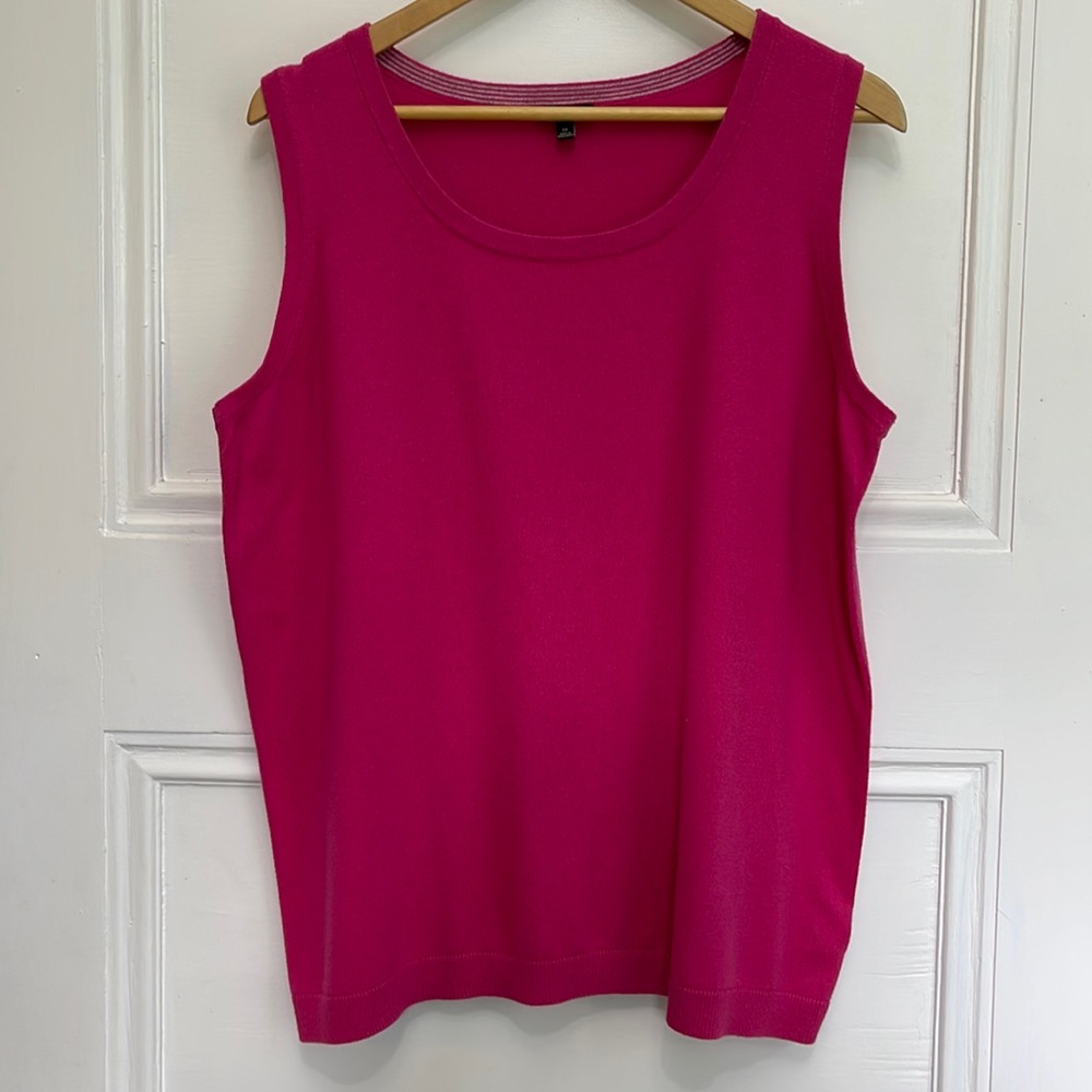 Talbots Cashmere Blend Charming Cardigan Sleeveless Shell Tank Sweater Pink 1X